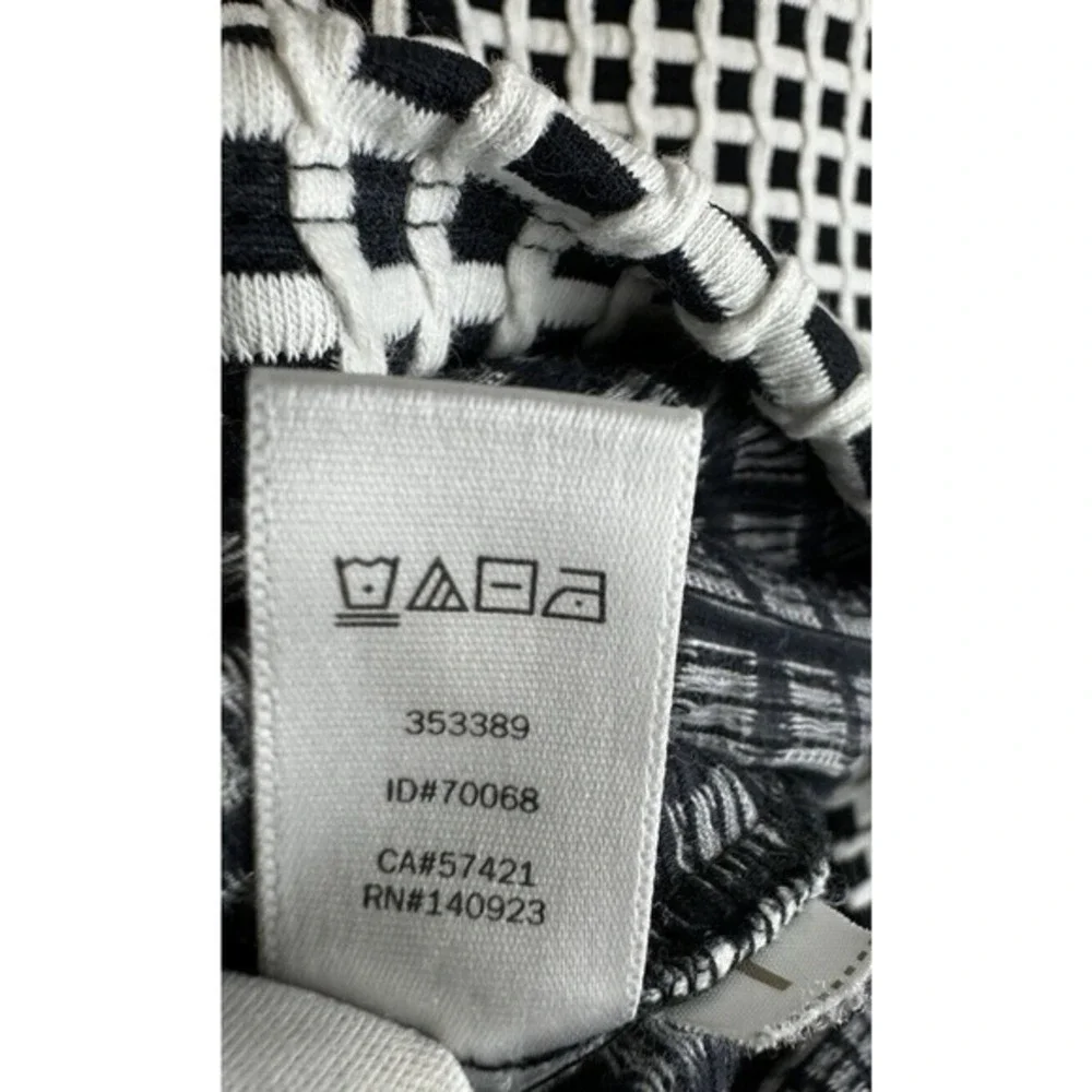Lou & Grey Blue White Grid Textured Knit Top 3/4 Sleeve S Preppy Academia 55-22‎